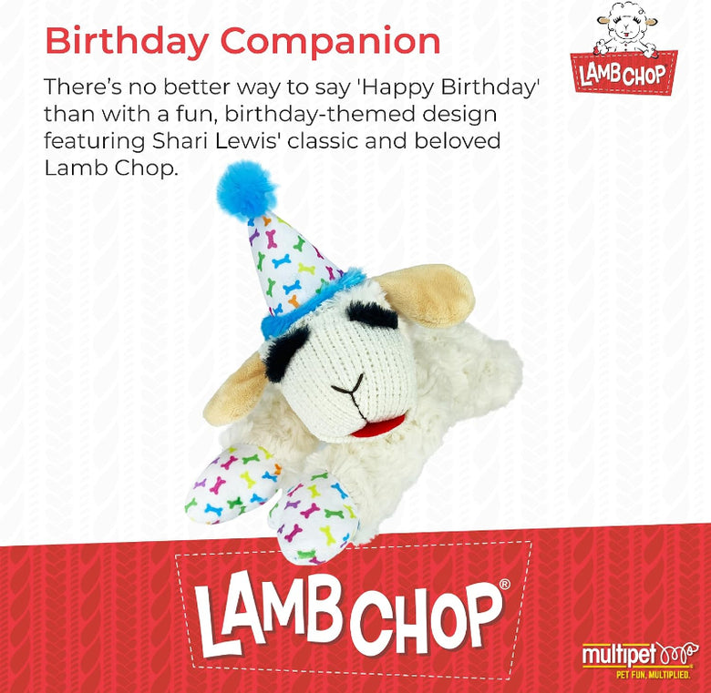 Lamb Chop w/ Birthday Hat Blue Plush Dog Toy - 10.5"