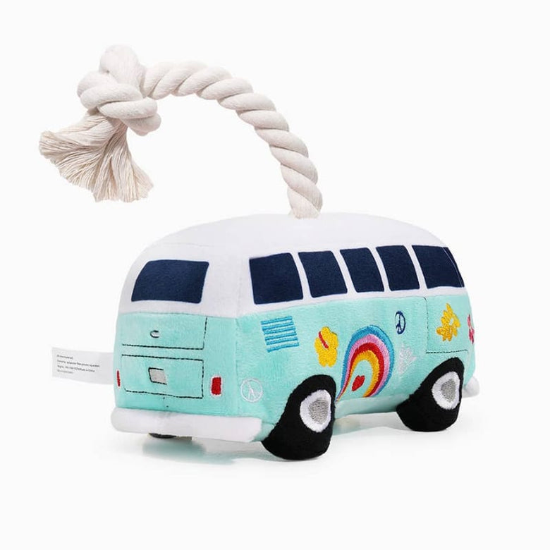 Hugsmart Products Inc Dog Toys Volkswagen Van Beach Rope Plush Squeaky Dog Toy