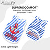 Captain Blue Striped Embroidered Red Anchor Summer Beach Dog Tee