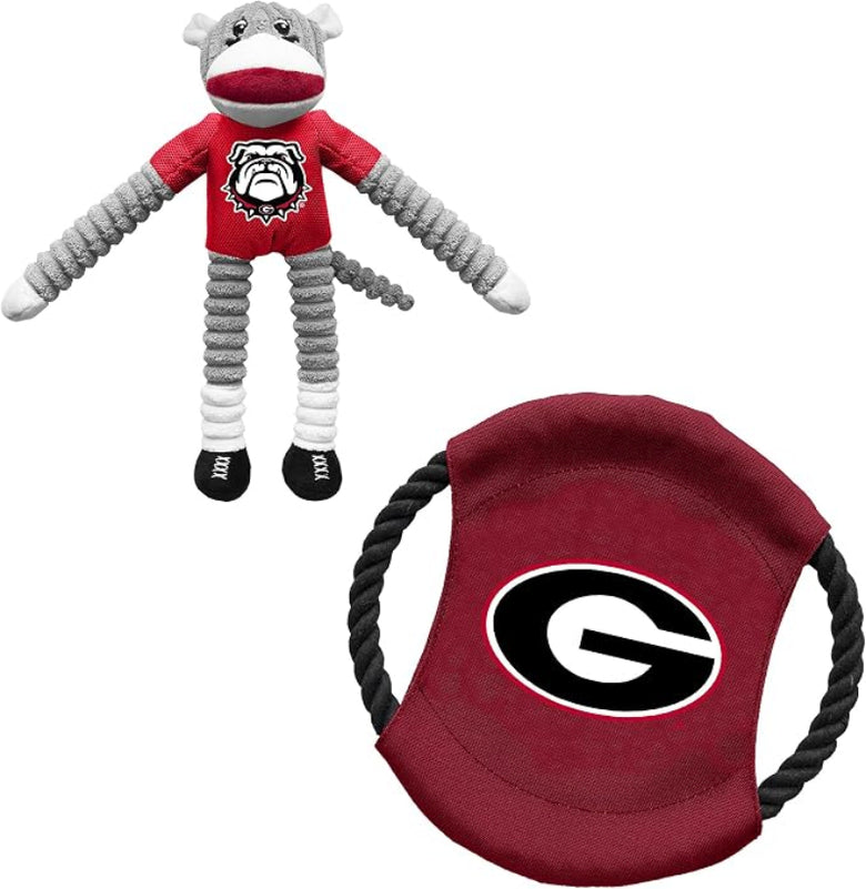 GA Bulldogs Team Flying Disc and Rope Tug Dog Toy