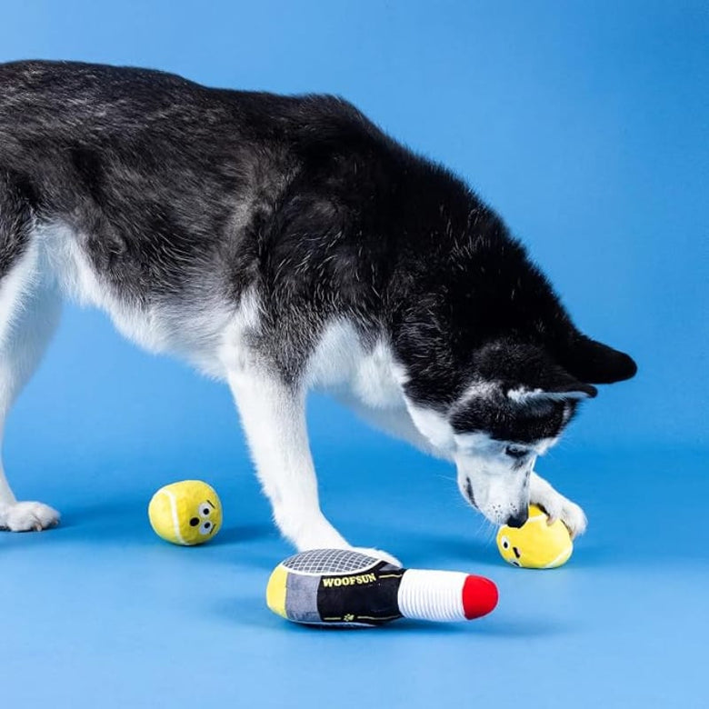 Petshop by Fringe Studio dog toys Serving Aces Tennis Sports Plush Squeaky Dog Toy Set - 3 Pc