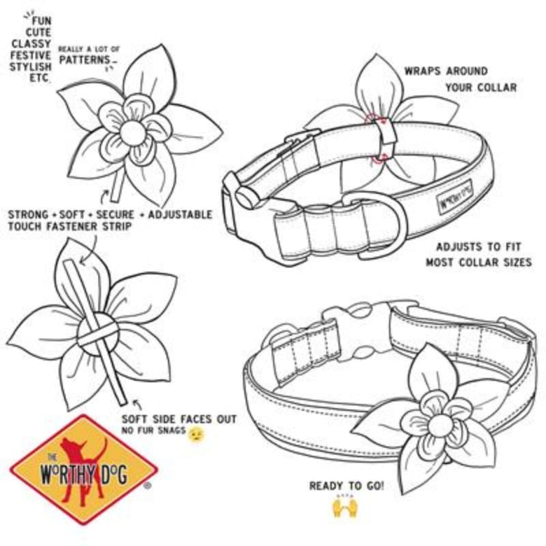 The Worthy Dog Collars Americana Holiday Flower Pet Collar Attachment