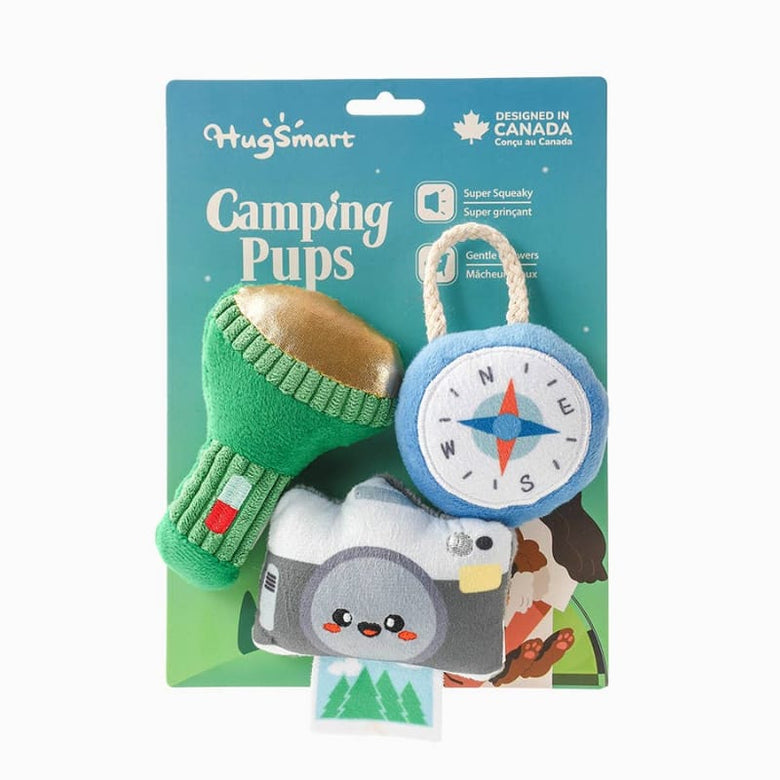 Hugsmart Products Inc dog toys Camping Pups Outdoor Explorer Plush Squeak Dog Toy Set - 3 Pc