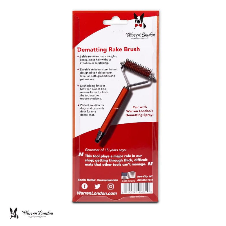 Warren London Pet Combs & Brushes Dematting Rake Brush for Dogs and Cats