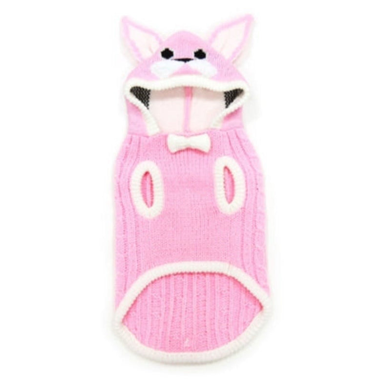 Dogo Pet dog apparel Cable Pink Bunny Hooded Dog Sweater - Only Available in Size XL and 2XL