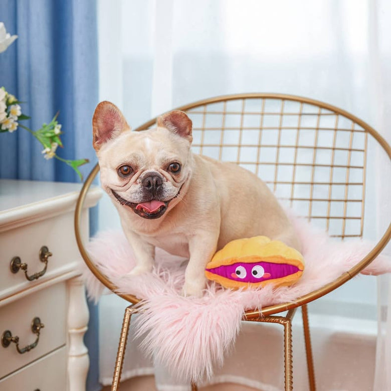 Hugsmart Products Inc dog toys Ocean Pals Peeky Eye Clam Plush Squeak Dog Toy