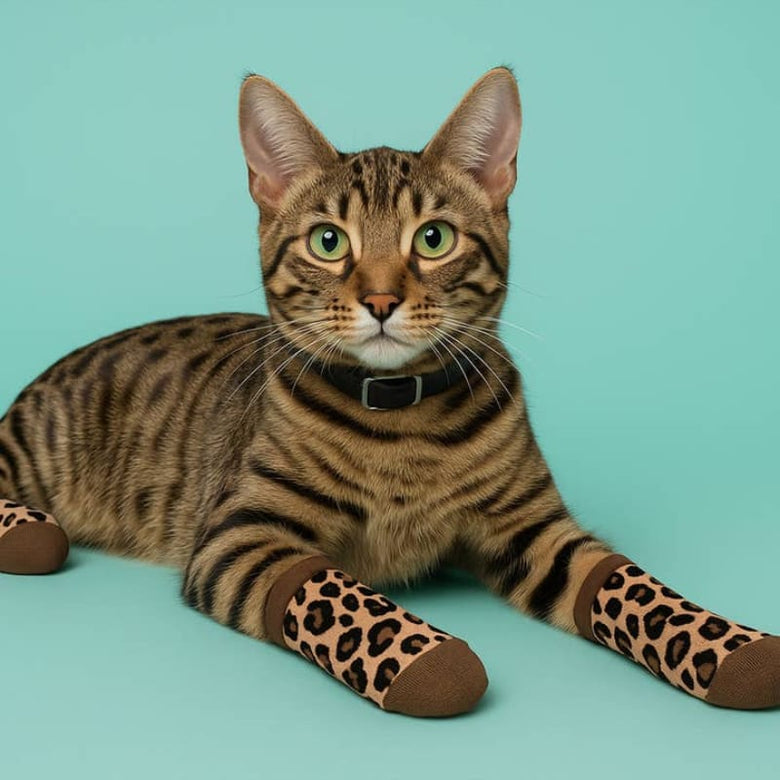 Extreme Fit Wholesale Pet Socks Brown Leopard Matching Pet & Owner Fun Socks - One Size Fits Most
