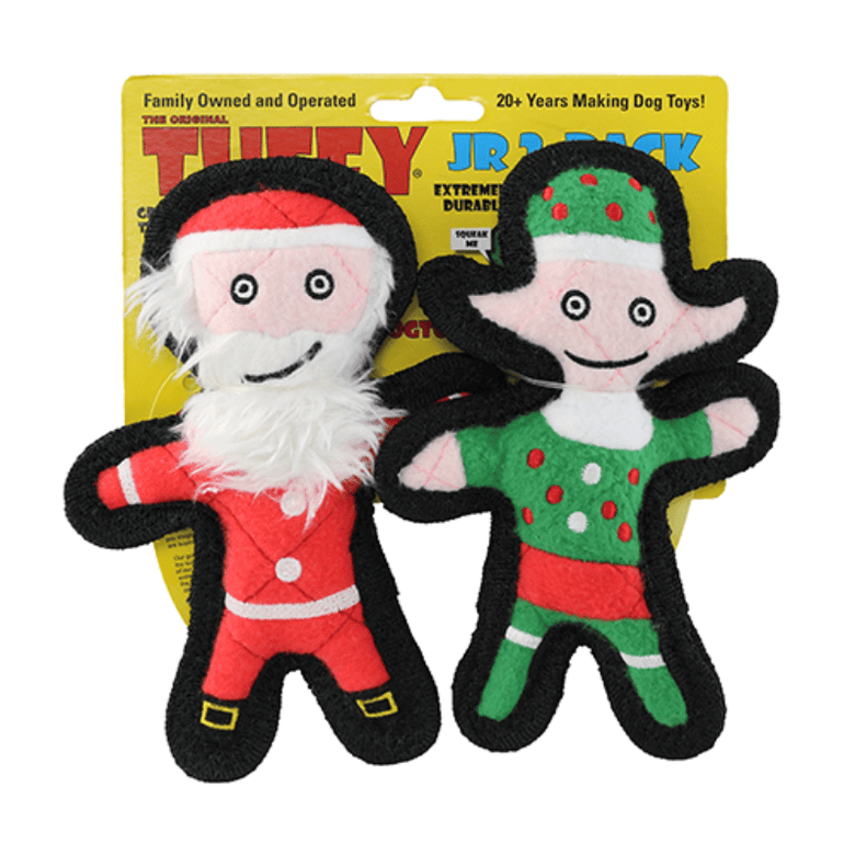 Tuffy Dog Toys - VIP Products dog toys Christmas Holiday Tuffy Jr Elf & Santa Durable Tough Dog Toy Set - 2 Pc