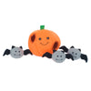 Halloween Burrow Pumpkin & Bats Interactive Plush Squeaky Dog Toy Set - 4 Pc