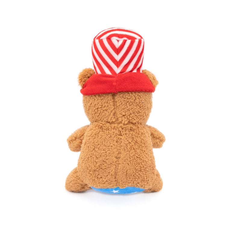 Cheeky Chumz Americana Patriotic Bear Plush Squeaky Dog Toy