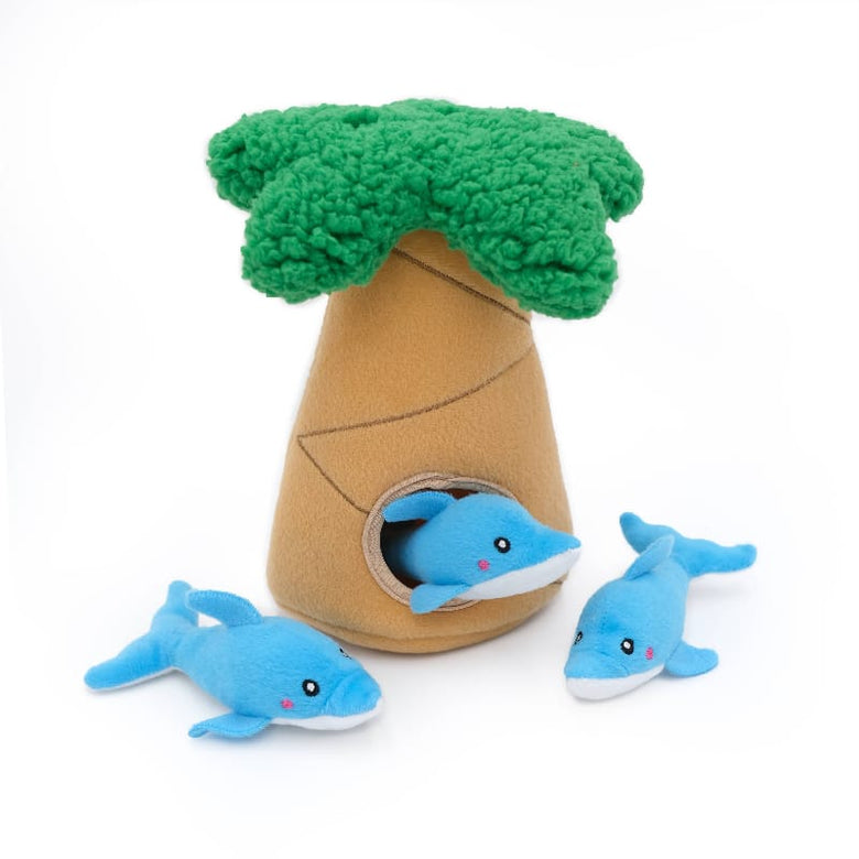 ZippyPaws dog toys Burrow Dolphins in Palm Tree Plush Dog Toy - 4 pc