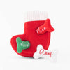 ZippyPaws dog toys Holiday Burrow Naughty or Nice Stocking Interactive Dog Toy