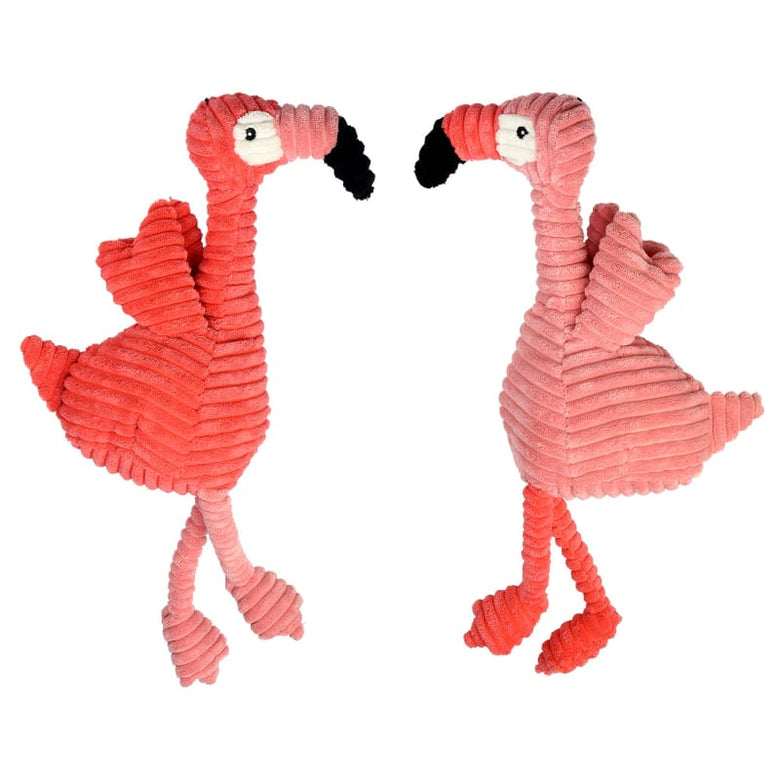 Multipet dog toys Pink Corduroy Flamingo Plush Squeaky Dog Toy - 17"