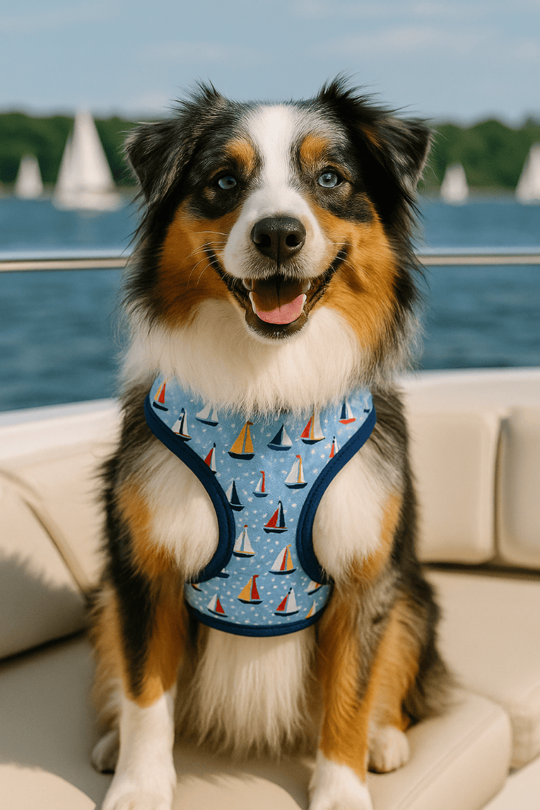 Parisian Pet® Harnesses Sailboats Freedom Ocean Blue Dog Harness