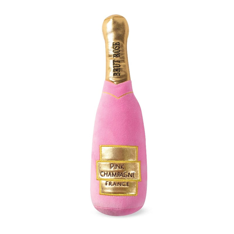 Petshop by Fringe Studio Dog Toys Pink Brut Rose Champagne Bottle Plush Dog Toy
