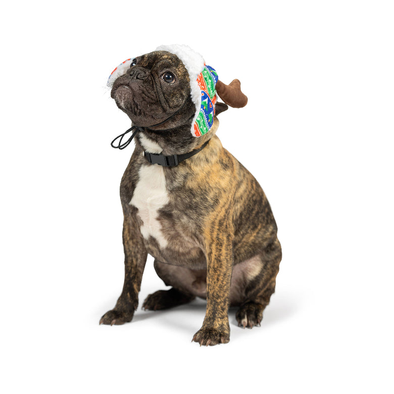 Christmas Ugly Sweater Antler Holiday Pet Hat with SnugFit
