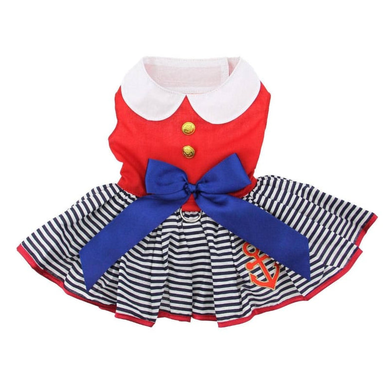 Doggie Design DRESSES Sailor Girl Patriotic Red White Blue Dog Dress with Matching Leash