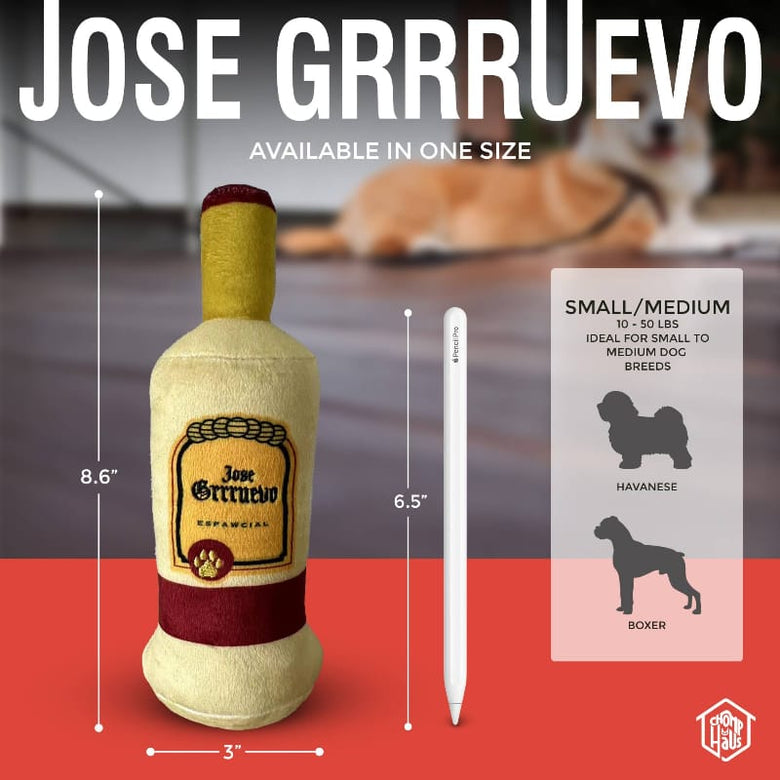 Chomp Haus Dog Toys Jose Grrruevo Plush Bottle Squeaky Dog Toy