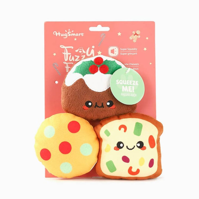 Hugsmart Products Inc dog toys Happy Woofmas Xmas Desserts Plush Dog Toy Set - 3 Pc