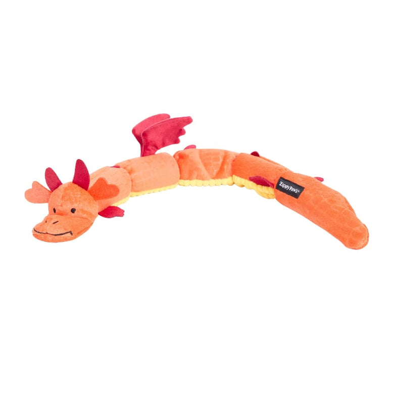 ZippyPaws dog toys Red Zippy Dragonz Long Squeaky Plush Dog Toy