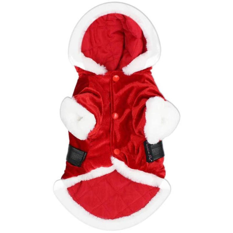 Parisian Pet Dog Apparel Santa Claus Christmas Holiday Red Velvet Pet Hoodie
