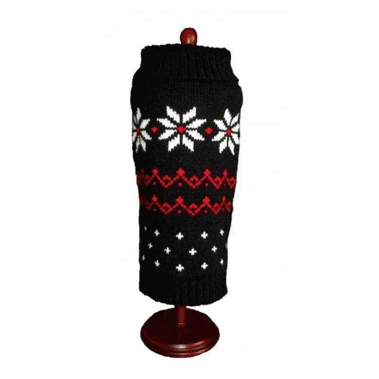 Black Fair Isle Snowflake Winter Holiday Warm Dog Sweater