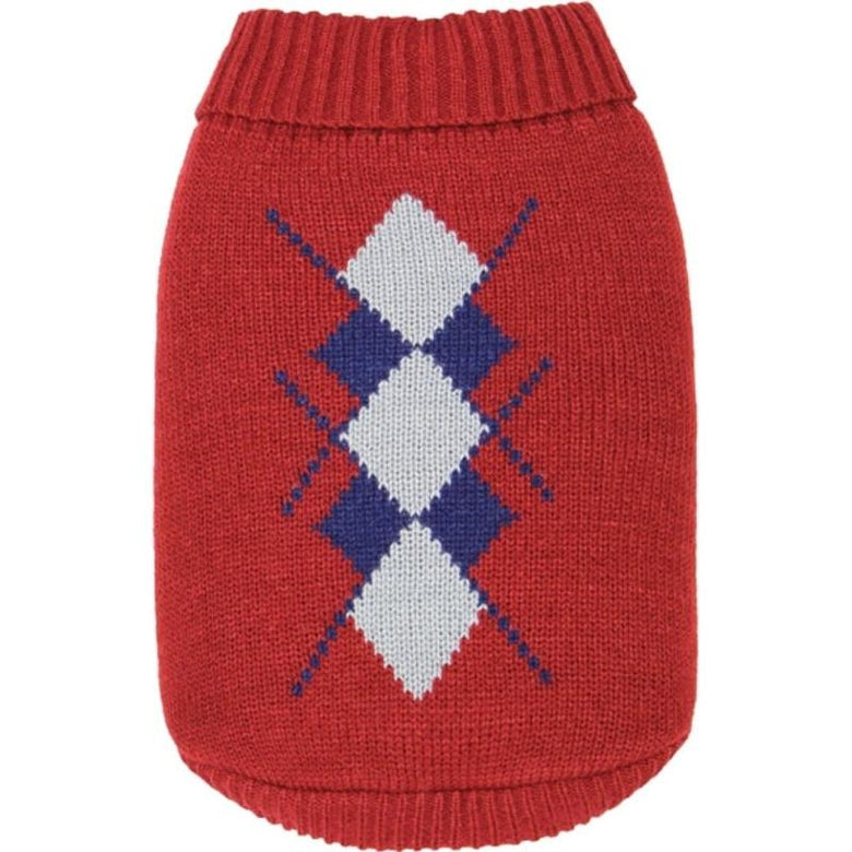 Parisian Pet® Dog Apparel Red / SM Argyle Dog Sweater - Red or Blue