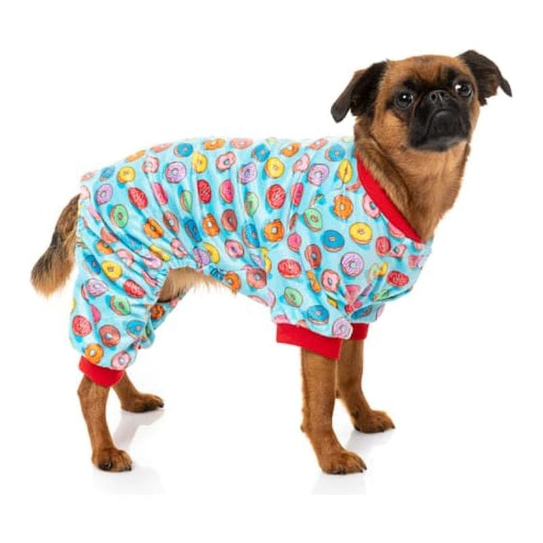 FuzzYard Dog Apparel You Drive Me Glazy Donuts Soft Plush Blue Dog Pajamas
