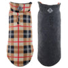 The Worthy Dog Jackets-Coats Tan Plaid Fargo Fleece Reversible Pet Jacket