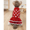 AE-HOUSEEN Sweaters Love You Hearts Red Sweater Dog Dress