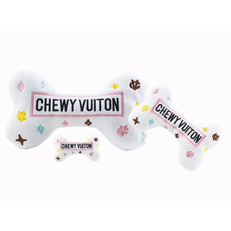 Haute Diggity Dog Toys White Chewy Bone Plush Squeak Dog Toy - 3 Sizes