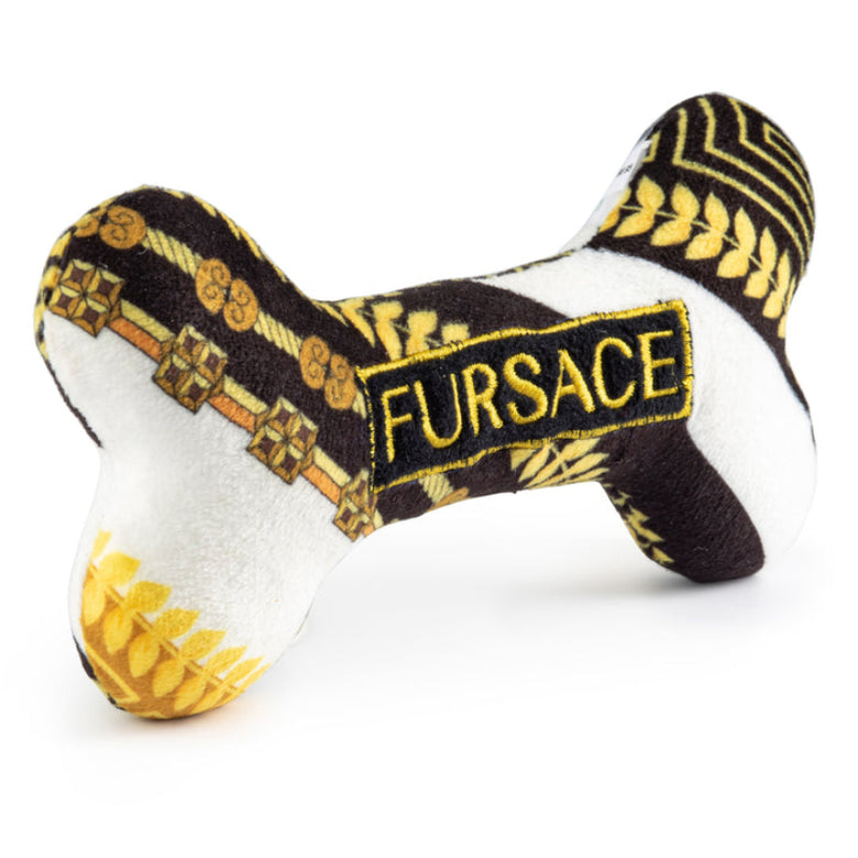 Fursace Bone Black & Gold Plush Squeaky Dog Toy