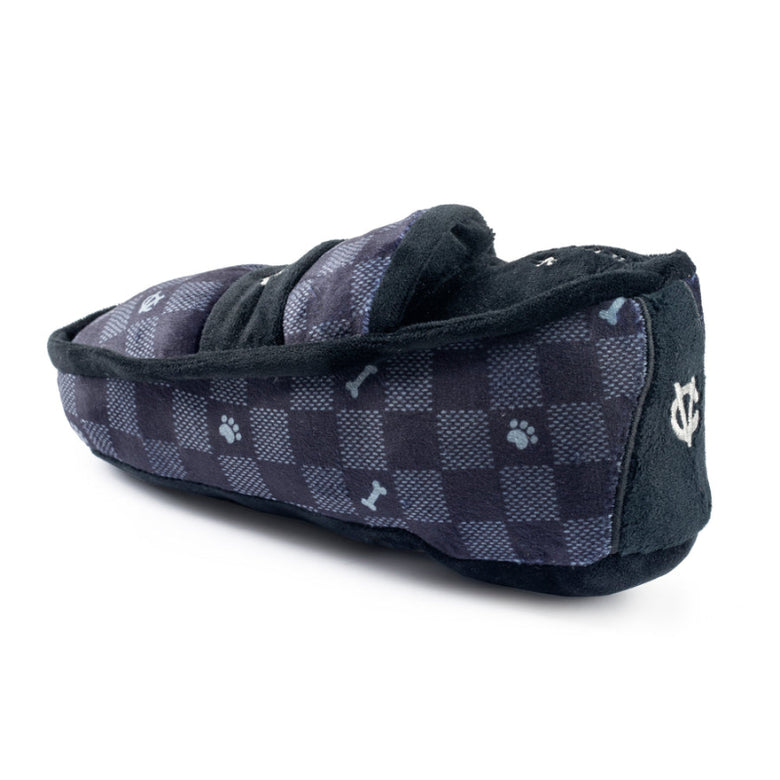 Black Checker Chewy Loafer Shoe Plush Squeaky Dog Toy
