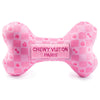 Pink Checker Chewy Bone Plush Squeaky Dog Toy - 3 Sizes