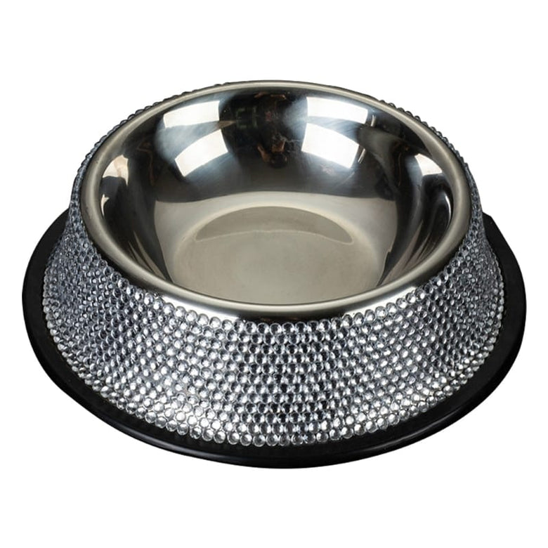 AE-SLIFE Bowls SLVR Bling Stainless Steel Dog Bowls in 2 Colors