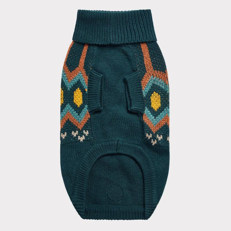 GF Pet Dog Apparel Heritage Teal Dog Sweater