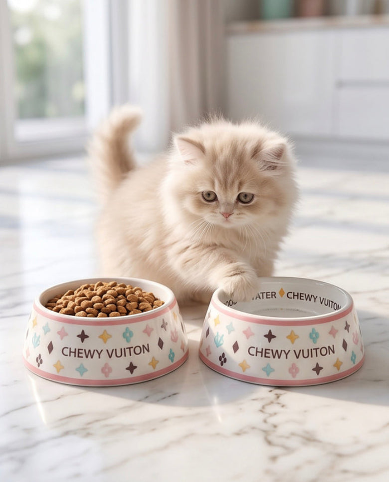 White Chewy Stylish Pet Bowl in 3 Sizes
