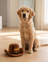 Brown Cowboy Western Hat Plush Squeaky Dog Toy