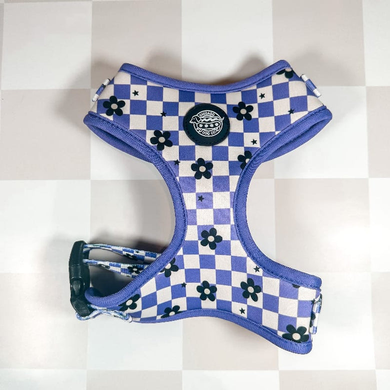 Chicago Dog Co. Pet Collars & Harnesses Purple Checkered Flower Harness