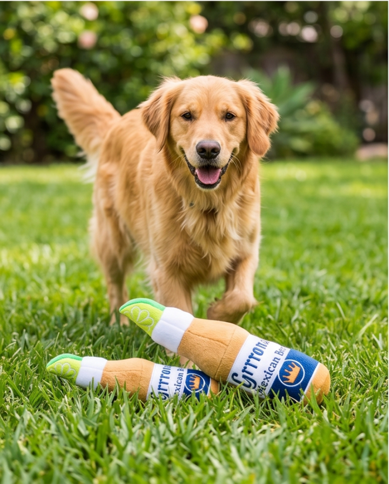 Grrrona Bottle Plush Squeaky Dog Toy - 3 Sizes