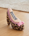 Manalo Barknik Pink Leopard Print High Heel Shoe Plush Squeaky Dog Toy - 2 Sizes