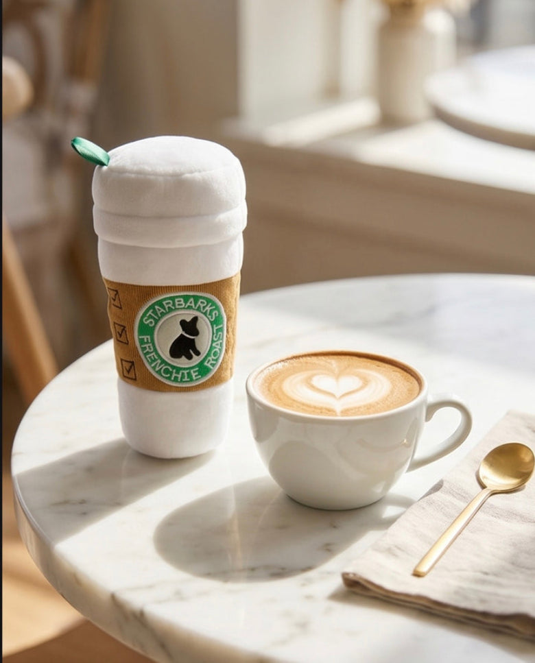 Starbarks White Coffee Cup Plush Squeaky Dog Toy - 3 Sizes