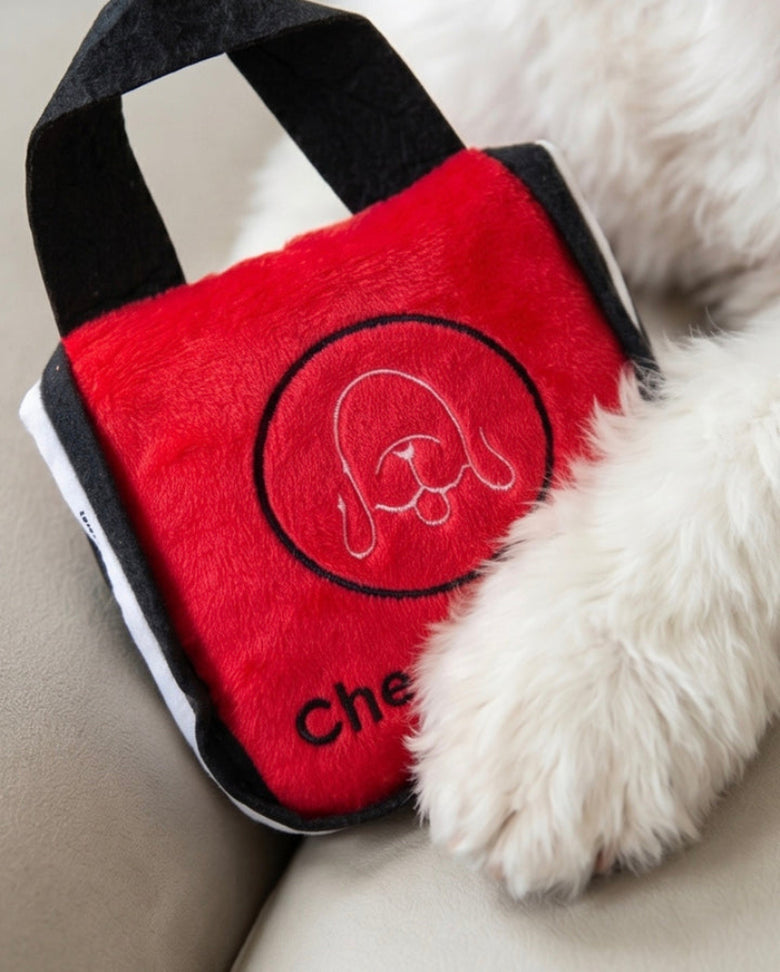 Chewlulemon Red Tote Bag Plush Squeaky Dog Toy