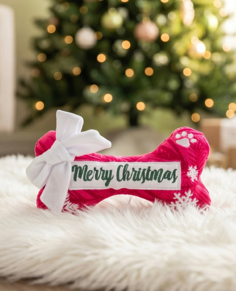 Puppermint Bone Original (Merry Christmas) Plush Squeaky Holiday Dog Toy