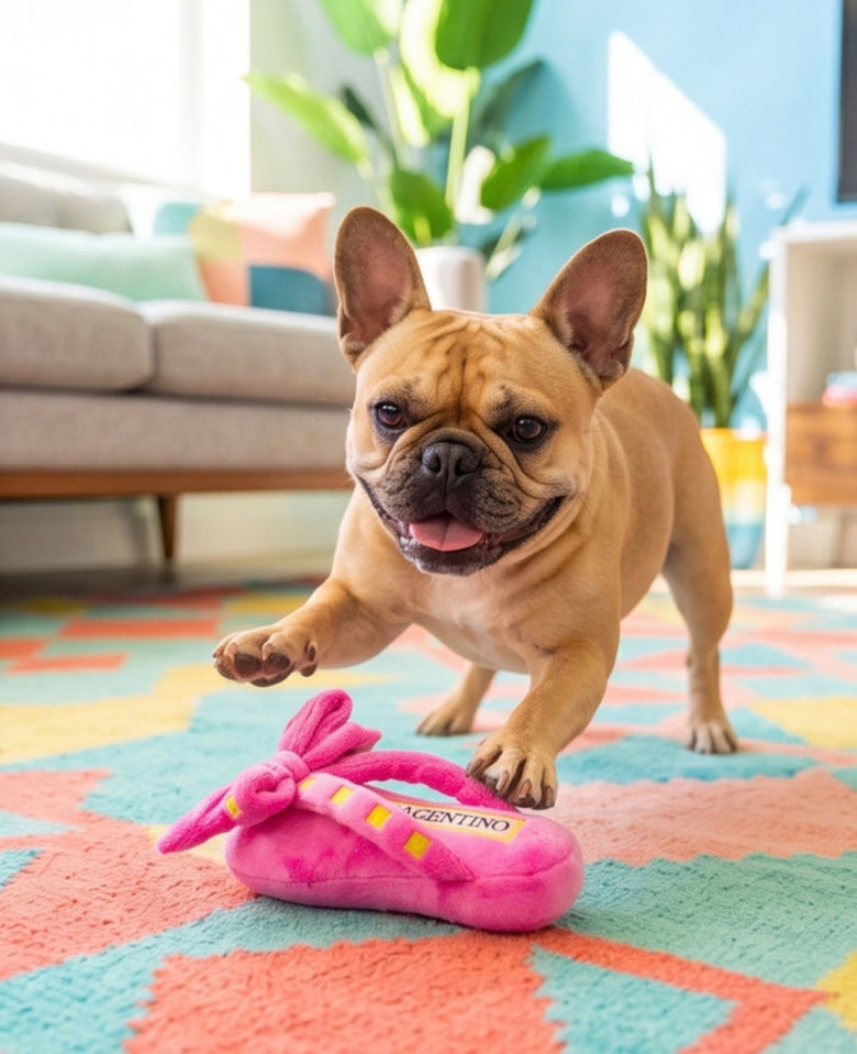 Wagentino Pink Sandal Plush Squeaky Dog Toy