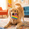 Birthday Cake Slice Candle Colorful Dots Plush Squeaky Dog Toy