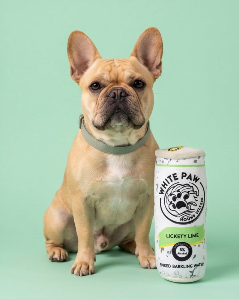 White Paw Lickety Lime Plush Squeaky Dog Toy