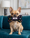 Black Monogram Chewy Bone Plush Squeaky Dog Toy - 3 Sizes