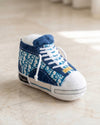 Dog-ior High-Top Blue Tennis Shoe Plush Squeaky Dog Toy