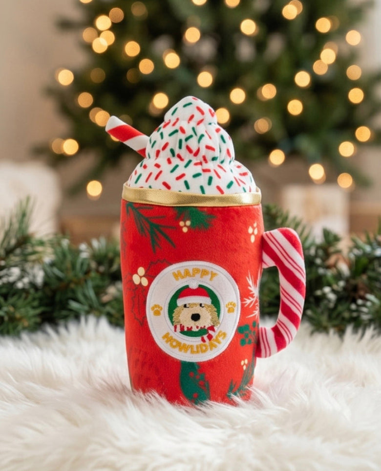 Howliday Cheer Mug Plush Squeaky Christmas Dog Toy